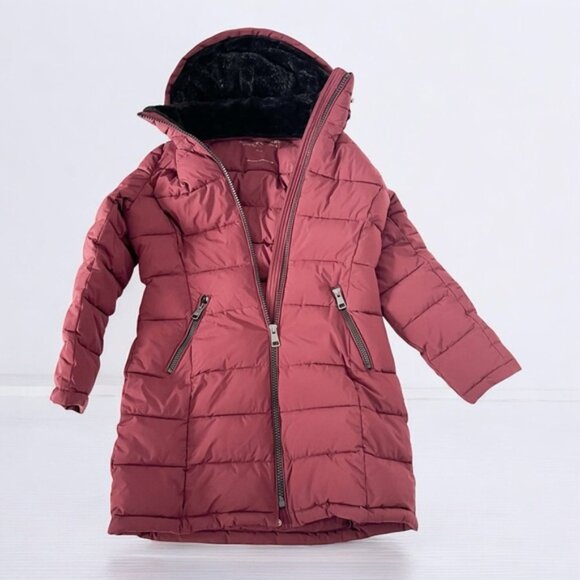 Andrew Marc Red Puffer Jacket with Hood and Quilted Design - Picture 7 of 11